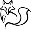 simple vector black line art fox logo symbol