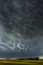 Mammatus Storm Clouds Above The Saskatchewan Prairies; Saskatchewan, Canada