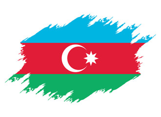 Wall Mural - Painted with brush flag Azerbaijan. Grunge flag Azerbaijan. Watercolor drawing national flag Azerbaijan. Independence Day. Banner, poster template. National flag Azerbaijan with coat arms.