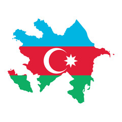 Wall Mural - Azerbaijan map. Card silhouette. Azerbaijani border. Independence Day. Banner, poster template. State borders of country Azerbaijan.