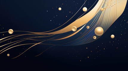 Wall Mural - magic night dark blue sky with sparkling stars wedding invitation. navy galaxy horizontal background