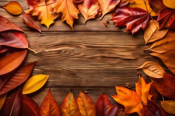 Wall Mural - autumn leaves frame