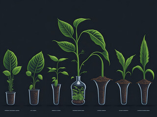 Plant's growth process as it responds to scientific experimentation. AI Generated