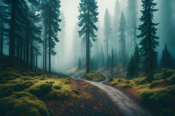 Wall Mural - forest in the fog