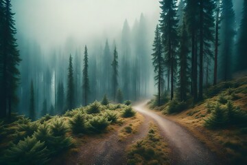 Wall Mural - forest in the fog
