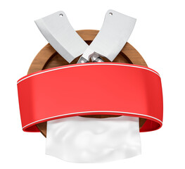 Sticker - Barbecue board frame with machete on transparent background in 3D rendering