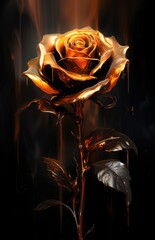 Poster - A vibrant red rose against a dark backdrop