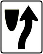 Vector graphic of a usa Keep Right highway sign. It consists of  a curved arrow passing to the right of the median contained in a white rectangle