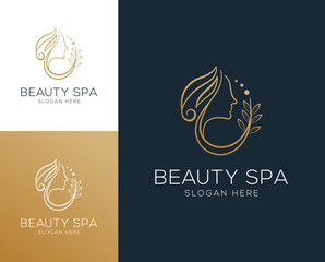 Poster - Abstract luxury beauty and spa logo design vector illustration