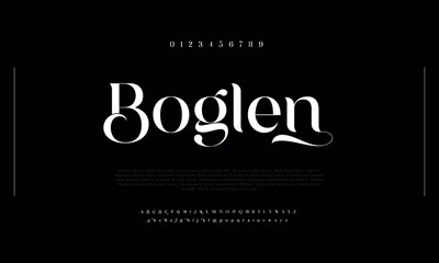 Sticker - Boglen  Abstract Fashion font alphabet. Minimal modern urban fonts for logo, brand etc. Typography typeface uppercase lowercase and number. vector illustration