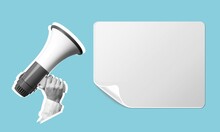 Modern Collage Of Megaphone And Blank Card