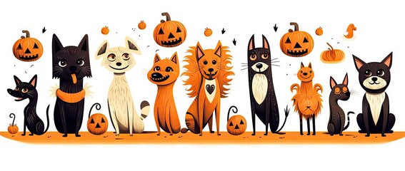 Wall Mural - cartoon halloween mascots and characters Generative AI