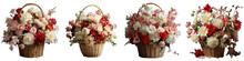 Png Set Large Basket With Stunning Mix Of White And Red Blossoms Transparent Background