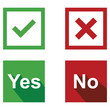 © OktaChan - Set of Do and Don't, yes or no vector illustration button choice. Suitable for elements of advice info graphic information or tips. Check mark and cross mark icon.