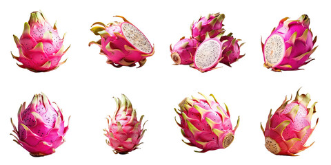 Sticker - Png Set An isolated Dragon fruit on a transparent background representing a healthy fruit concept