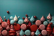 Christmas Sweets On A Blue  Background