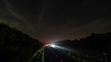 A Timelapse Of Traffic & The Night Sky Looking Over The M6 Near Penrith In The English Lake District