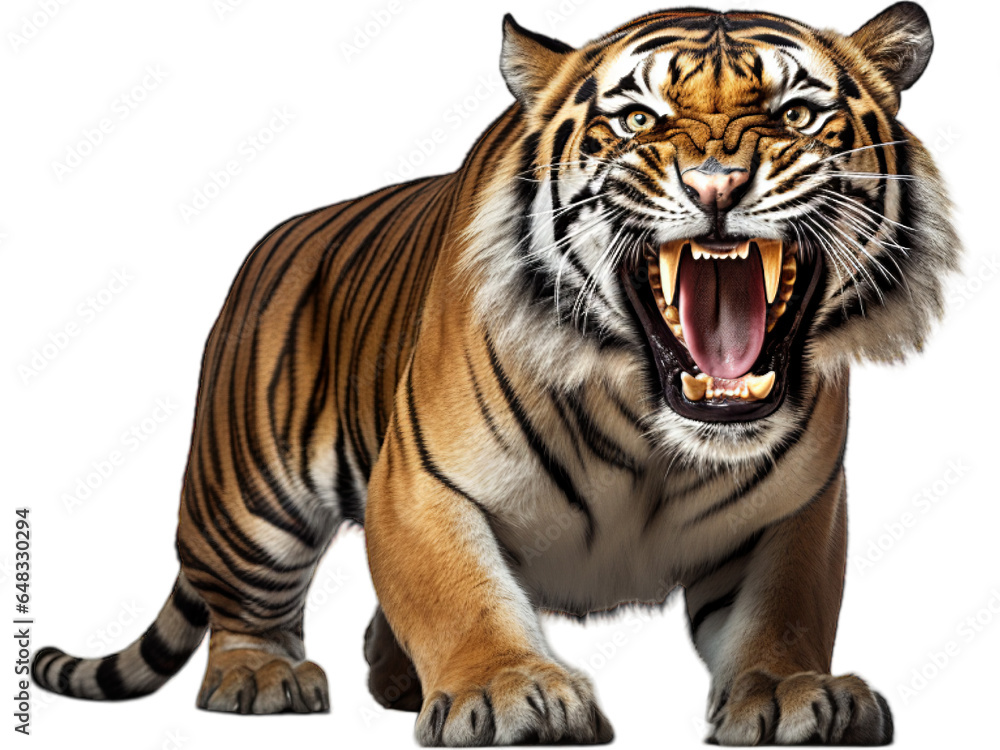 Bengal Tiger Roaring No Background
