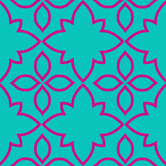 Wall Mural - Vector. Perforated bright patterns Papel Picado pattern on a colored background. Hispanic Heritage Month. Flowers seamless pattern for web banner, poster, cover, splash, social network.