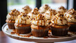 © Jula Isaeva  - Candied pecan spiced cupcakes with cream cheese frosting and caramel, fdessert idea for Christmas