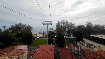 Wall Mural - Footage from Funchal Cable Car (Teleférico Funchal-Monte) on cloudy day