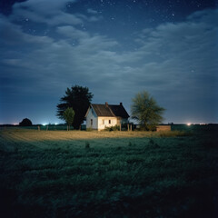 Sticker -  The house is on a plain under the stars
