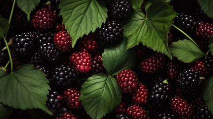 Top view full frame of whole ripe mulberry placed together as background.