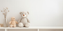 Modern Minimalistic Baby Room, Neutral Colors, Toy Bear