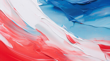 Wall Mural - a close-up of a red and blue painting on a canvas, dynamic color paint background, generative ai
