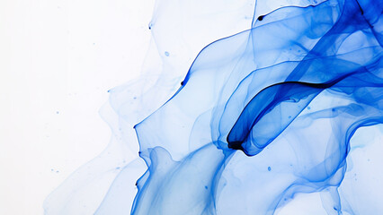 Wall Mural - blue ink painting on a white background, blue and white abstract background, generative ai