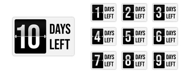 number of days left to go sign for sale and promotion. countdown left days.