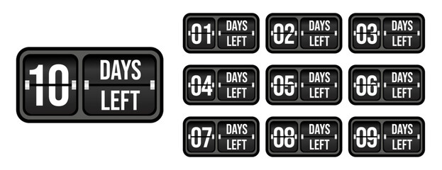 Wall Mural - Number of days left to go sign for sale and promotion. Countdown left days.