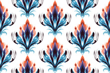 Abstract Flower Ethnic Seamless Pattern Design. Aztec African Fabric Mandala Boho Textured Textile Decorative. Tribal Motifs Native Vector Background 