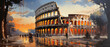 Colosseum in Rome, Italy, Europe. Digital oil color painting.
