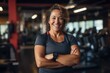 © Baba Images - Smiling portrait of a happy senior caucasian body positive woman in an indoor gym