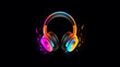 © NUSRAT ART - headphones with black background