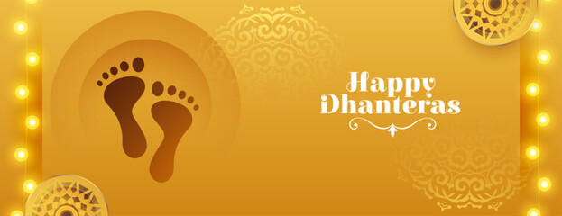 Wall Mural - premium shubh dhanteras wishes poster with goddess charan for blessing