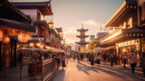 Bustling shopping district in kyoto, Local tourism concept in Japan. Generetive Ai