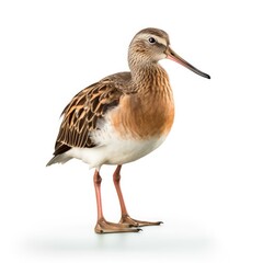 Wall Mural - Long-billed dowitcher bird isolated on white background.