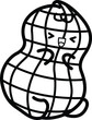 a vector of a cute peanut in black and white coloring