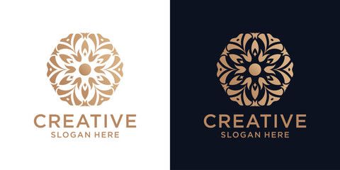 Floral ornament logo design abstract