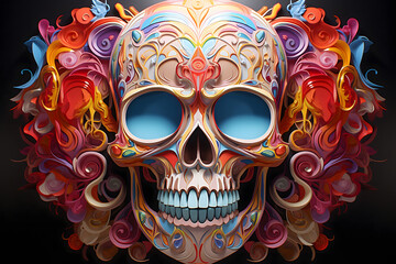 Wall Mural - skull and bones, halloween and day of the dead