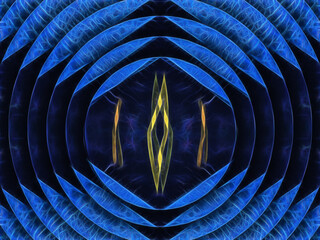 Wall Mural - glowing royal blue and cobalt concentric pattern and design with yellow gold flash