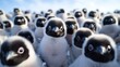 Playful Scene of Penguin Chicks Huddled Together, Embracing Warmth and Camaraderie