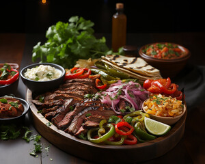 Wall Mural - Fajitas are a Mexican dish with grilled meat