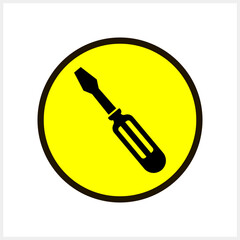 Wall Mural - Stencil screwdriver icon Yellow button Tools clipart Vector stock illustration EPS 10