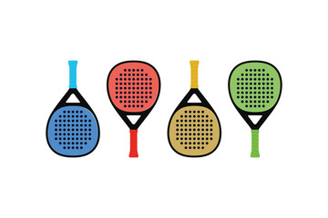 padel rackets colorful set design vector