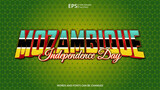 Fototapeta  - mozambique editable text effect with mozambique flag pattern concept design vector illustration suitable for poster design on holiday, feast day or national independence day on mozambique
