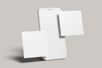 Social media on clay smartphones blank mockup
