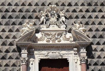 Wall Mural - Naples Gesù Nuovo Church Sculpted Entrance Close Up, Italy